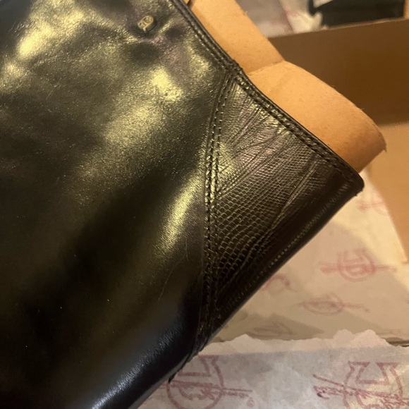 Etienne Aigner black leather boots, like new, with box - heel tips are white. - Picture 9 of 15